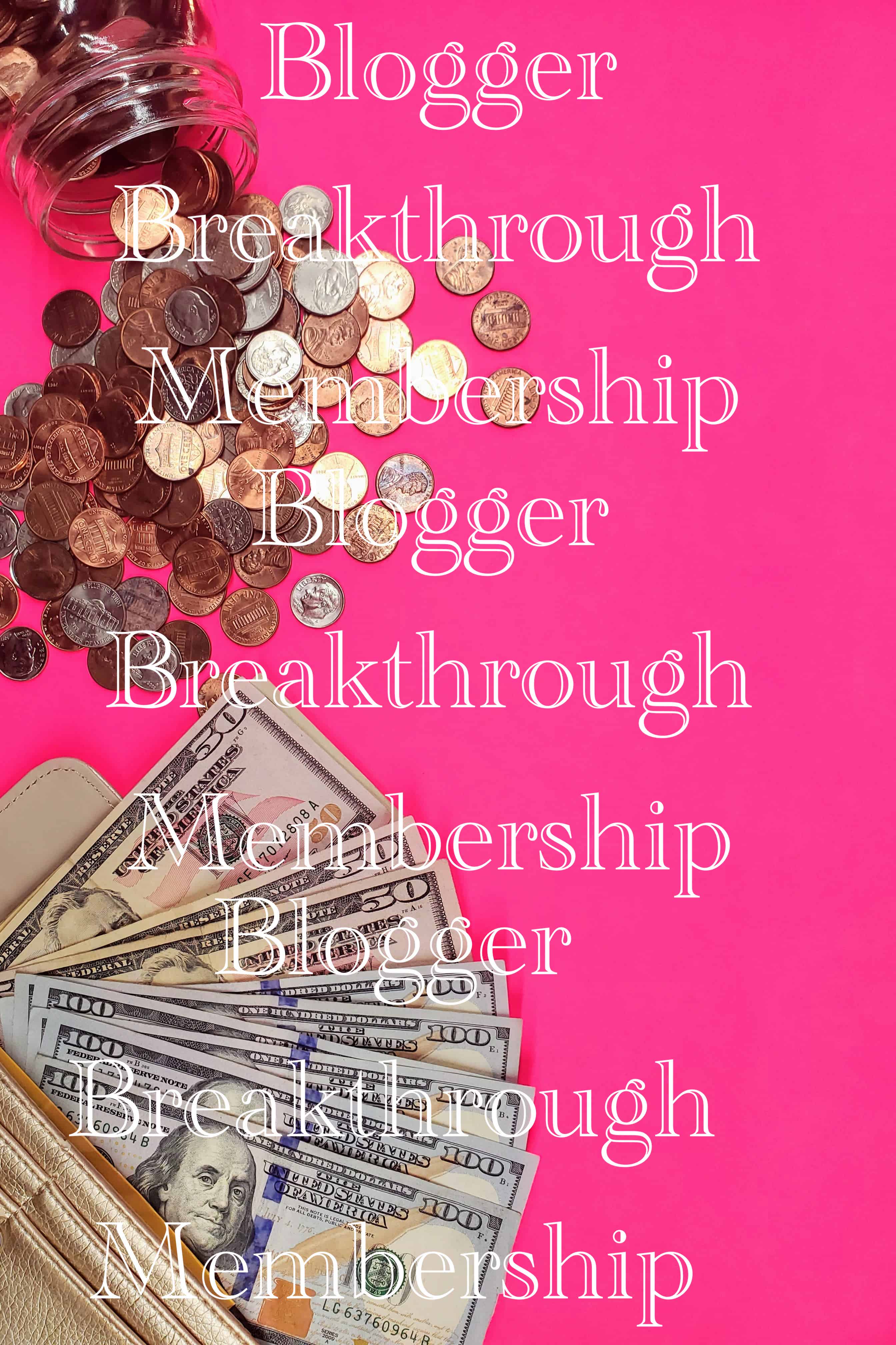 This Blogger Breakthrough Summit stock photo features a pink background with the repeated word &quot;blogger&quot;, enhancing the blog&