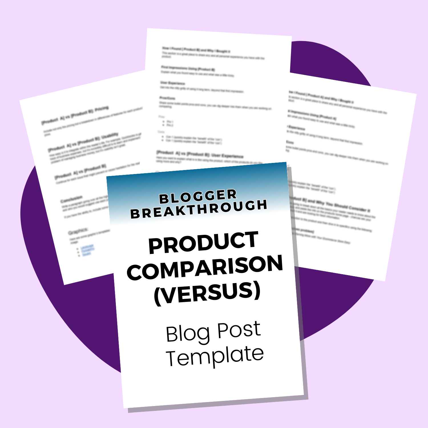 Digital Product Comparison Blog Post Template by Double Jacks Media displayed among other documents.