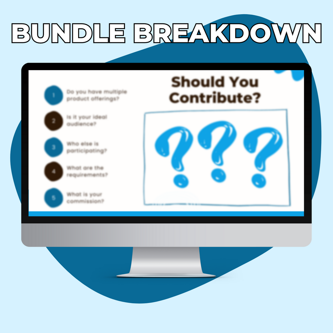 A computer screen with the words Bundle Breakdowns from the Blogger Breakthrough Summit? should you contribute?.
