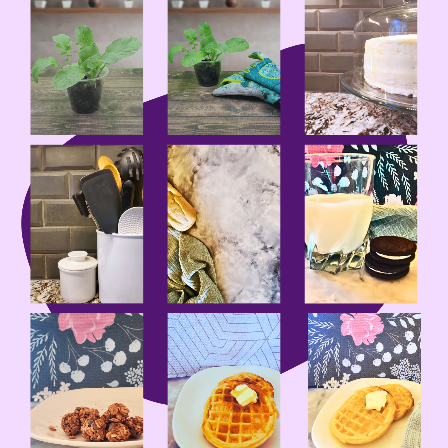 A collage of pictures of Food, Cooking, and Gardening Themed Stock Photos (set of 25) by Blogger Breakthrough Summit.