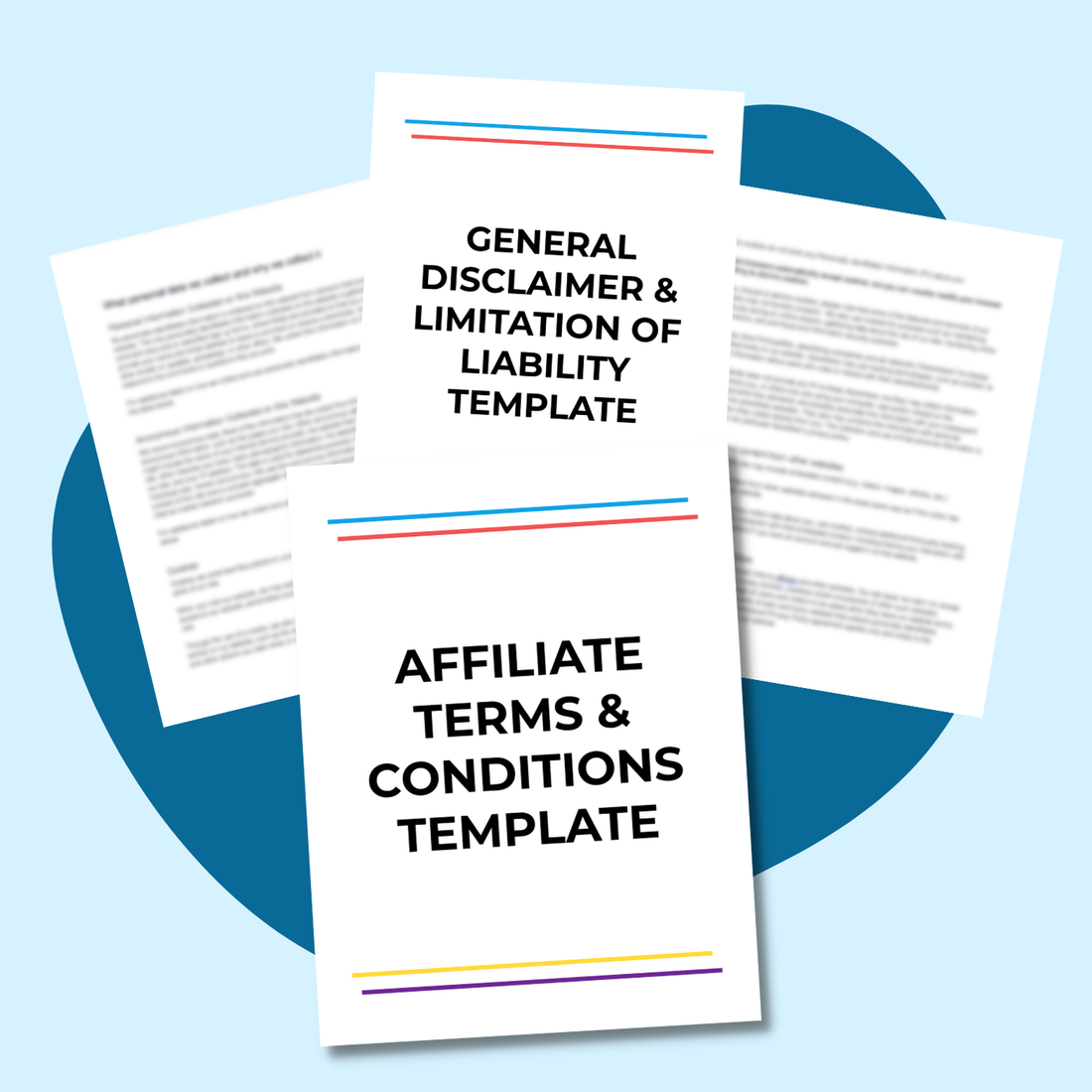 Graphic illustration of legal documents, including a general disclaimer and ElizabethStapleton.com&