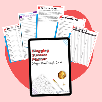 The Premium Blogging Success Planner on an ipad from Blogger Breakthrough Summit.