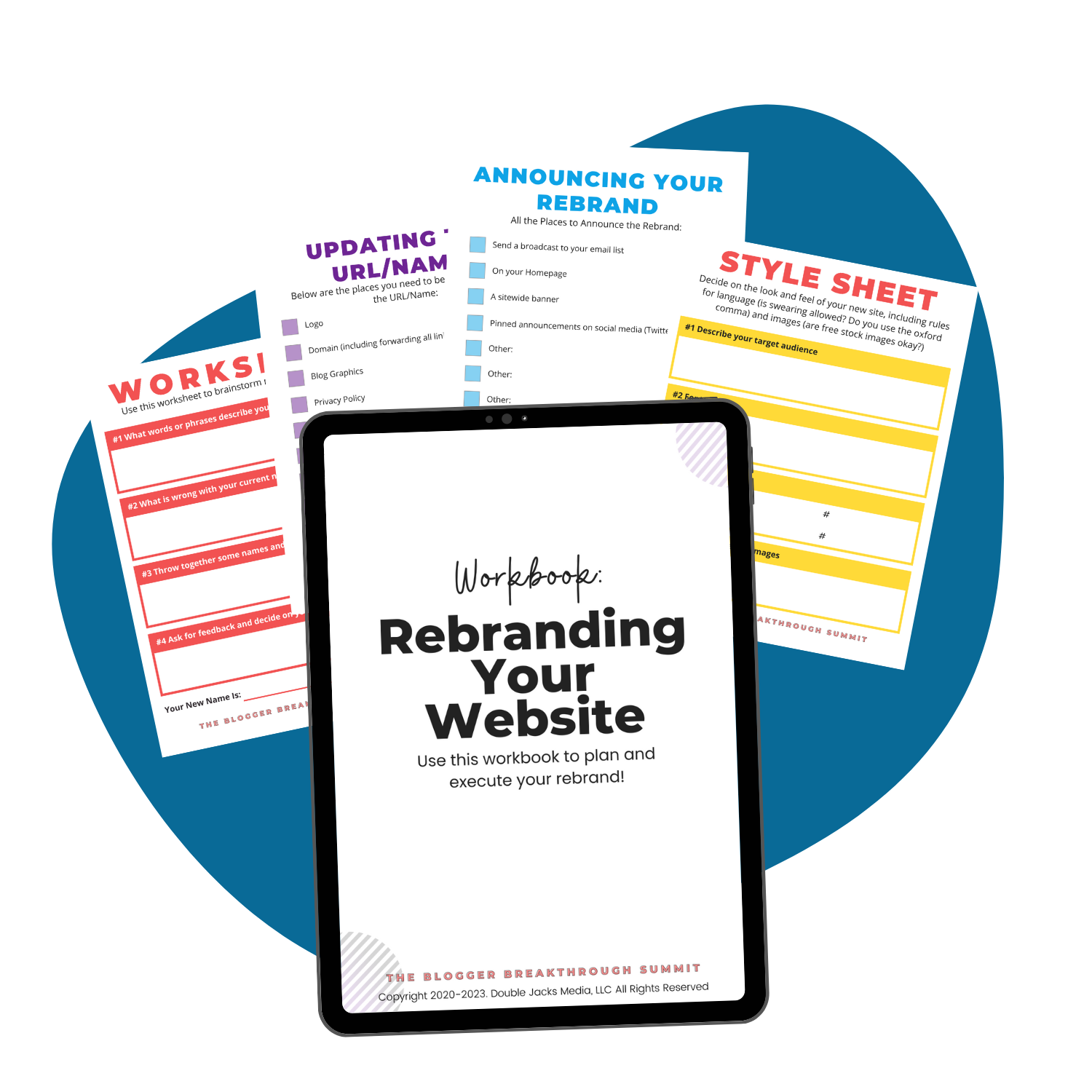 Rebranding your business website with the Rebrand Your Website Workbook from the Blogger Breakthrough Summit.